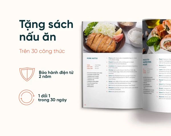 Tặng kèm sách hướng dẫn nấu ăn với hơn 30 công thức